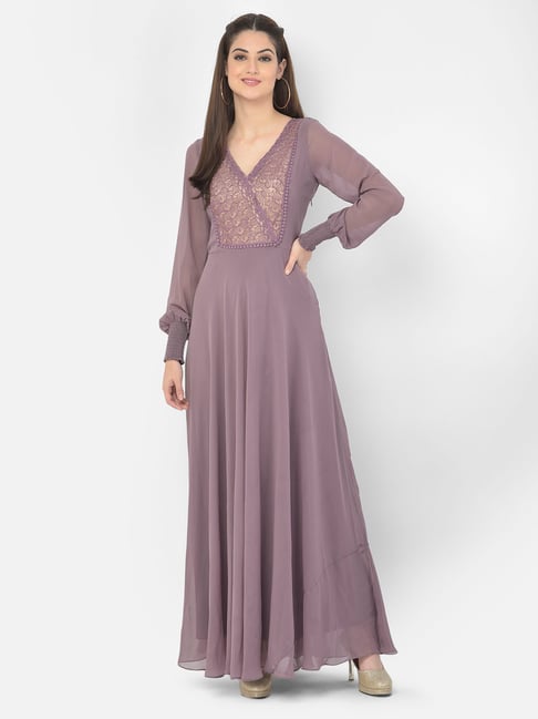 Eavan Lavender Embroidered Dress Price in India