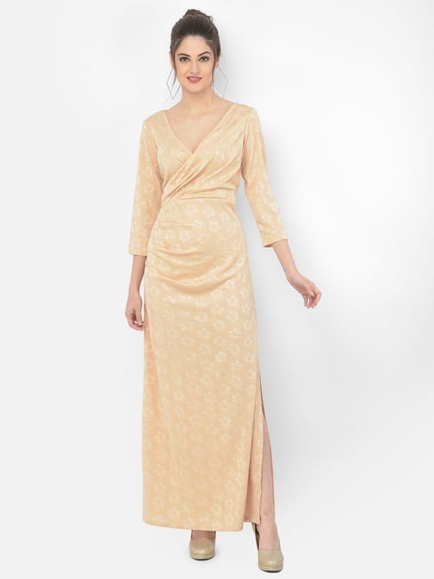 Eavan Beige Self Design Dress Price in India