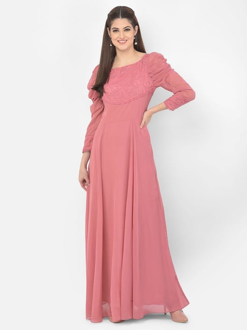 Eavan Pink Embroidered Dress Price in India