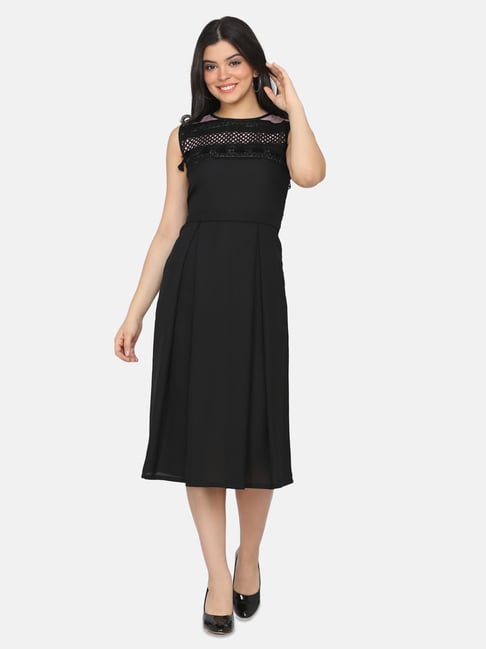 macy's black leather dress A/W 1986 Hooded Below-Knee Zipper Dress
