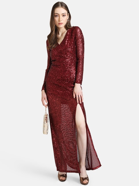 Kazo Red Embellished Maxi Dress Price in India