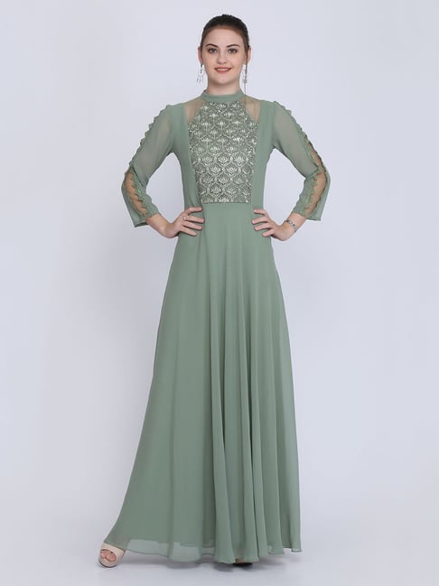 Eavan Green Embroidered Dress Price in India