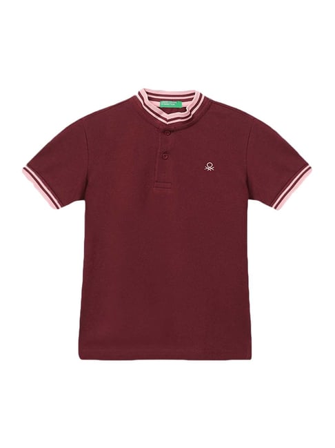 United Colors of Benetton Kids Maroon Cotton Polo T-Shirt