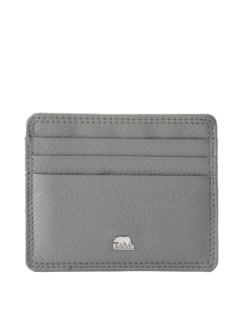 Buy Brown Bear Grey Casual Leather Rfid Card Holder for Men Online