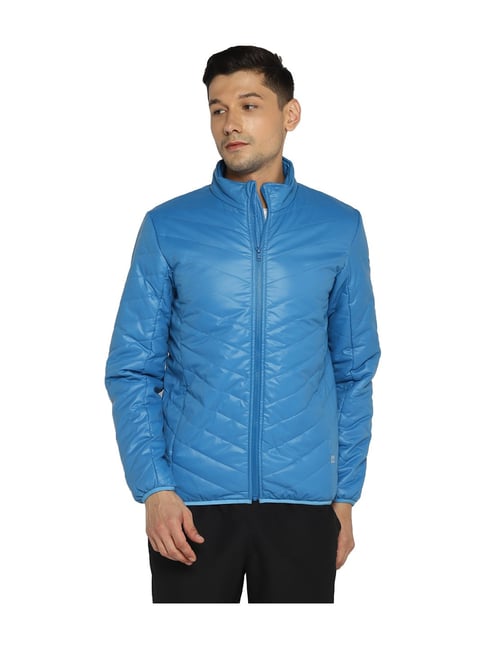 Buy Ice Blue Quilted Jacket for Men With Hood | Status Quo