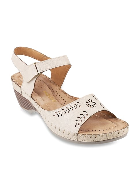 Mochi Women's Beige Ankle Strap Wedges