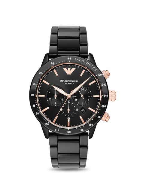 Emporio Armani AR70002 Mario Black Dial Watch for Men