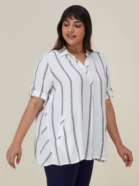 Gia Curves by Westside White Striped Casual Shirt Price in India
