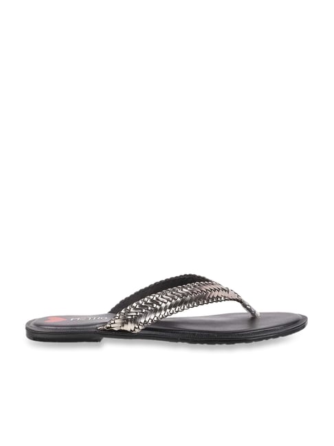 Metro Women's Gun Metal Thong Sandals-picture-41