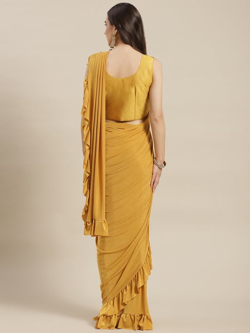 Buy Chhabra 555 Yellow Embellished Ready to Wear Saree With Blouse for  Women's Online @ Tata CLiQ