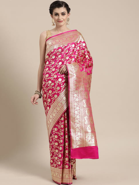 Buy Chhabra 555 Pink Georgette One Minute Saree at Amazon.in