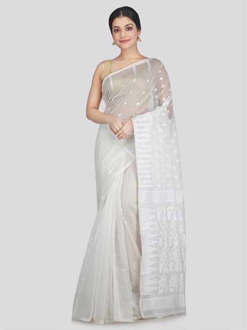Pinkloom Off White Saree Without Blouse-picture-12