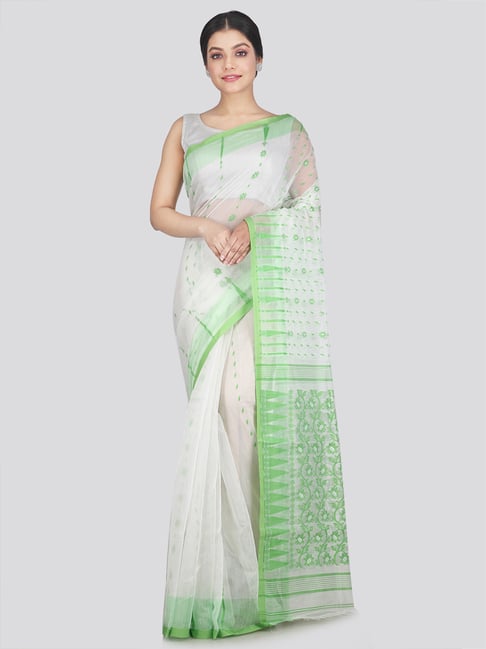 Pinkloom White Saree Without Blouse-picture-11