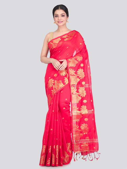 Pinkloom Red Saree With Blouse-picture-25