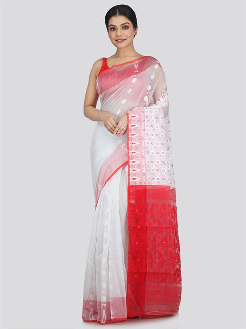 Pinkloom White Saree Without Blouse-picture-10