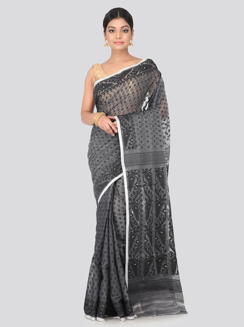 Pinkloom Grey Saree Without Blouse-image-10