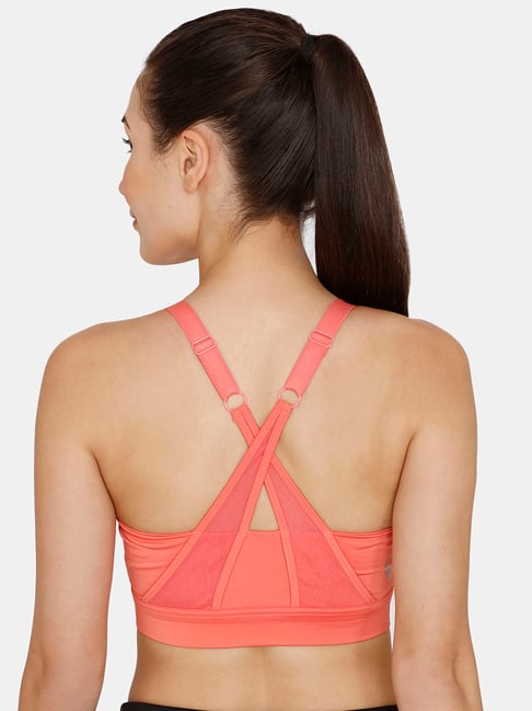 Buy Zelocity Orange Solid Non Wired Non Padded Sports Bra - Bra