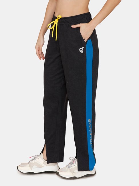 Zelocity by Zivame Black Logo Print Track Pants