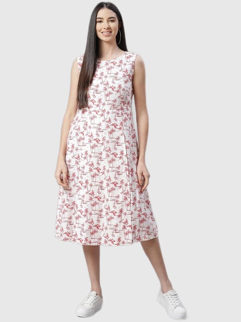 Ayaany White Floral Print Dress