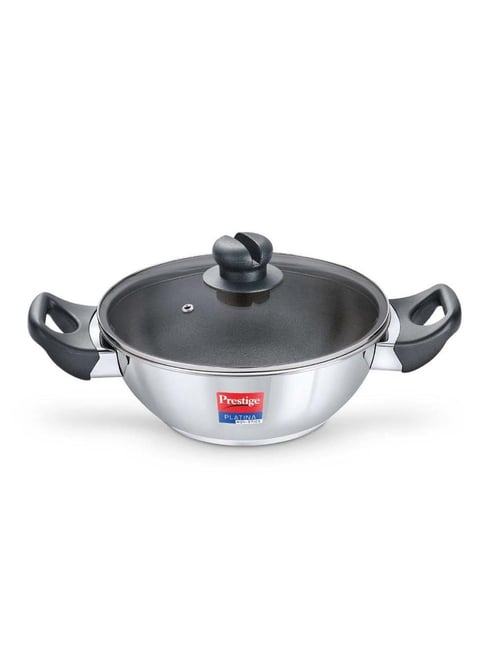 Prestige Silver & Black Stainless Steel 24 cm Non-Stick Platina Kadai With Lid (3 L) - Set of 1-picture-41