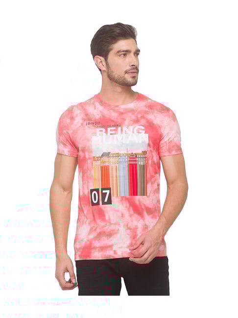 Buy Being Human Hot Pink Printed T-Shirt for Men Online Tata CLiQ