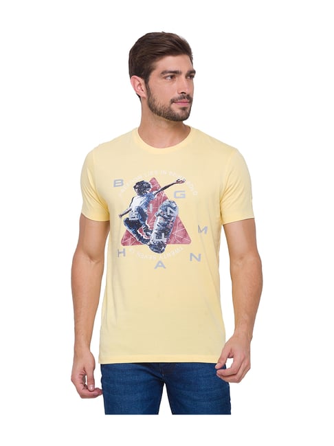 Human Pale Yellow Printed Cotton 