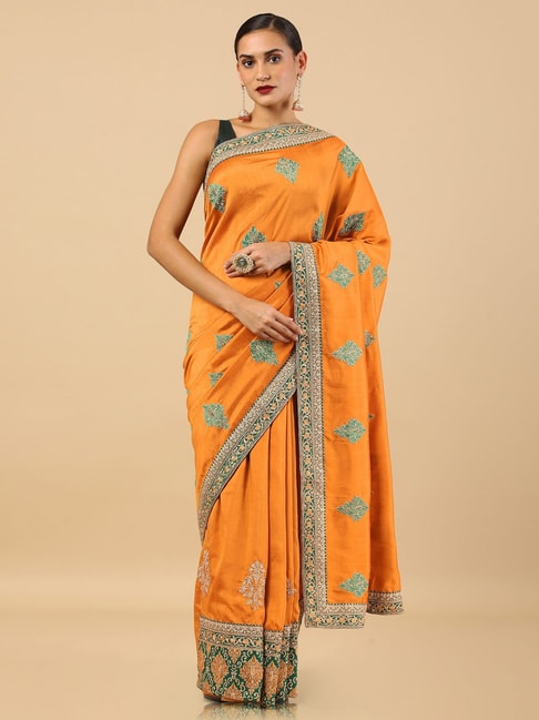 Soch Yellow Embroidered Saree Price in India
