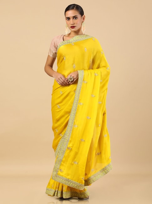 Soch Yellow Embroidered Saree Price in India