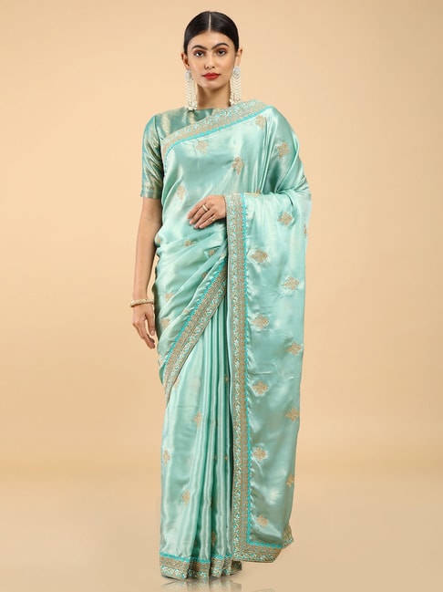 Soch Blue Embroidered Saree Price in India