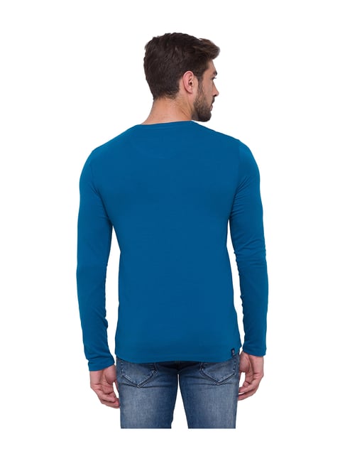 Buy Being Human Marine Blue Full Sleeves V Neck T-Shirt for Men