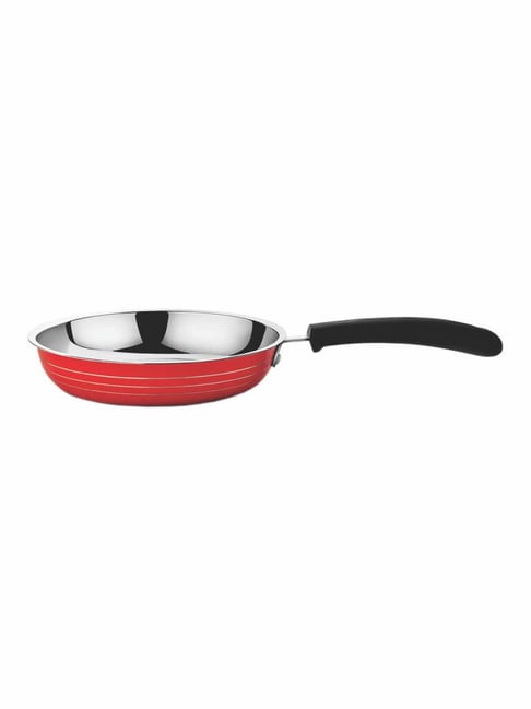 Goodhomes Red & Silver Steel 20 cm Frypan (0.75 L) - Set of 1