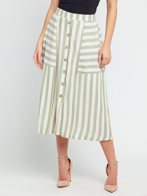 Zink London White Striped Skirt Price in India