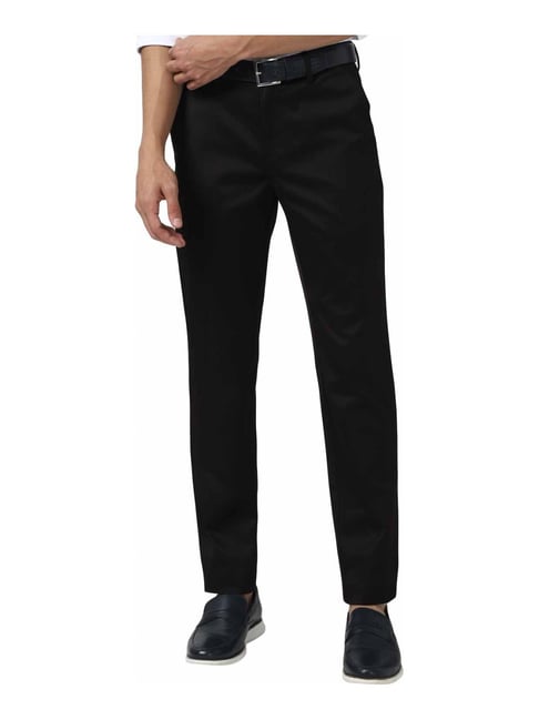 Buy Men Navy Stripe Carrot Fit Formal Trousers Online - 464008 | Peter  England