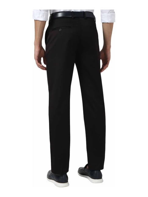Buy Men Black Check Slim Fit Formal Trousers Online - 726395 | Peter England