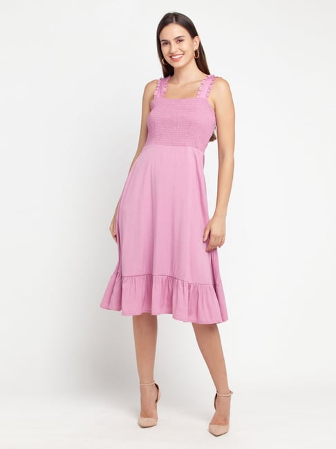 Zink London Pink Flare Fit Dress Price in India