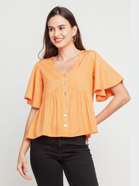 Zink London Peach Flare Fit Top Price in India
