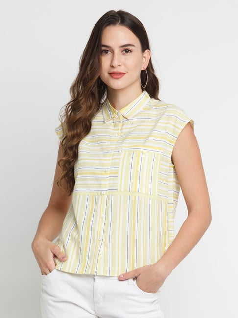 Zink London White Striped Top Price in India