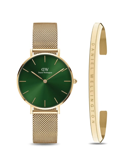 Daniel Wellington DW00501236 Petite Emerald & Classic Analog Watch for Women with Bracelet Set Combo