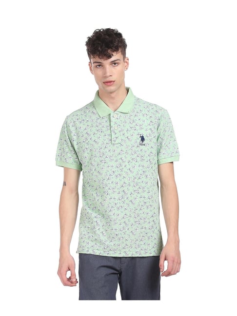 U S Polo Assn U.S. Polo Assn. Light Green Floral Print Polo T-Shirt