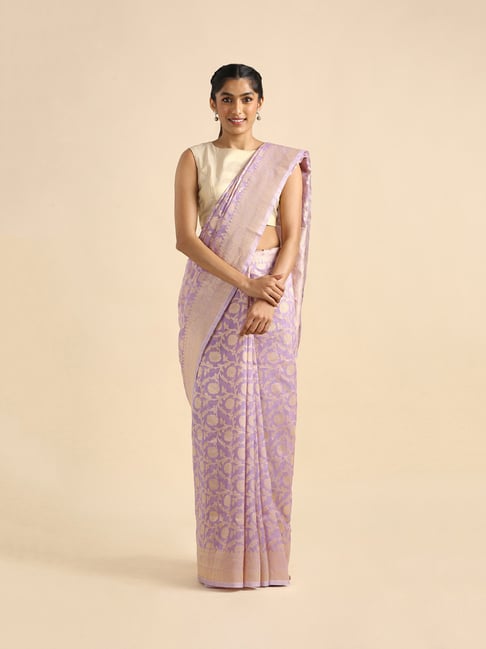 TANEIRA Violet Textured Saree With Blouse Price in India