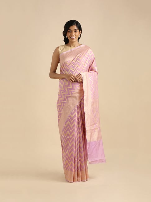 TANEIRA Lilac Textured Saree With Blouse Price in India