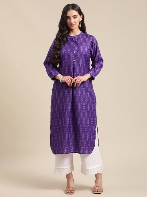 KSUT Purple Printed Straight Kurta Price in India