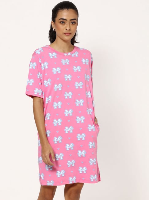 Bewakoof Pink Graphic Print Dress Price in India