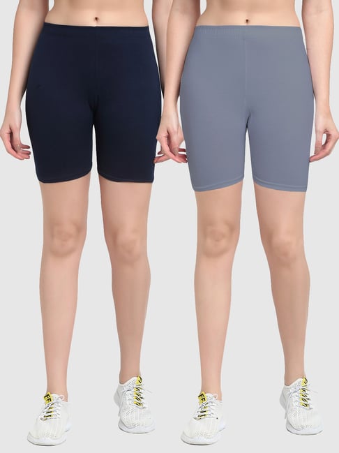 Gracit Navy & Grey Cotton Sports Shorts - Pack Of 2-picture-48