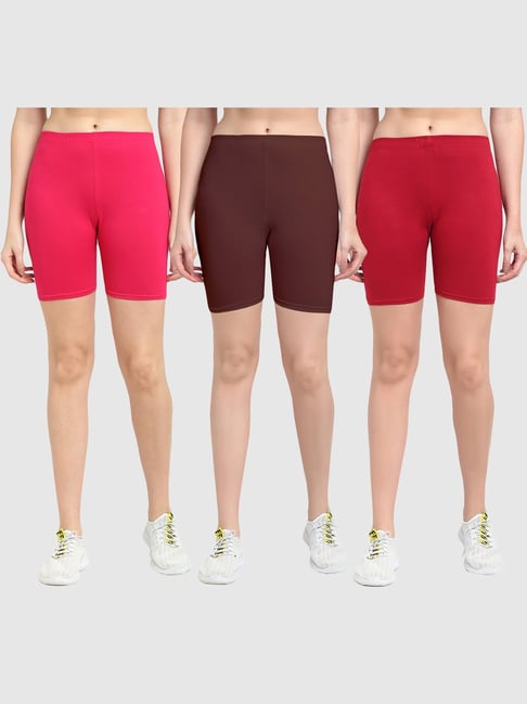 Gracit Pink & Brown Cotton Sports Shorts - Pack Of 3-picture-12