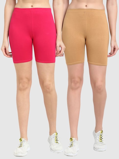 Gracit Pink & Beige Cotton Sports Shorts - Pack Of 2-picture-15