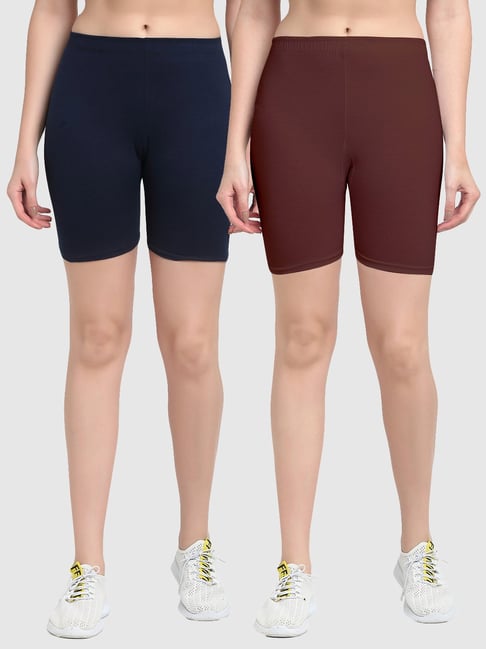 Gracit Navy & Brown Cotton Sports Shorts - Pack Of 2-picture-17