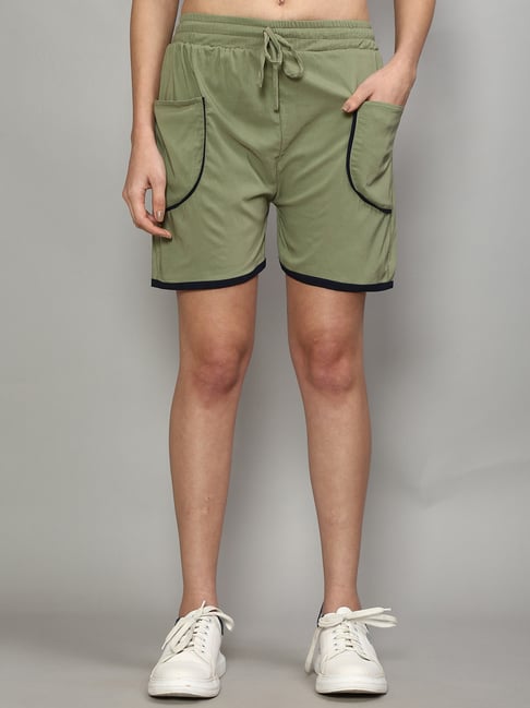 Gracit Olive Green Cotton Sports Shorts-picture-44