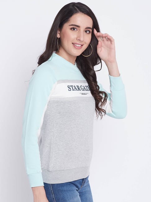Buy Duke Aqua Grey Graphic Print Sweatshirt for Women Online