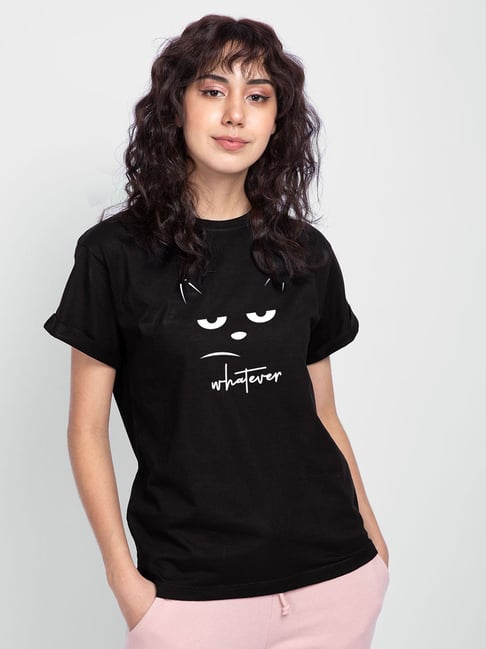 Bewakoof Black Graphic Print T-Shirt Price in India